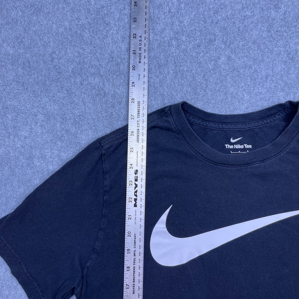 nike t-shirt black‎ crew neck short sleeve swoosh tee mens large - Picture 4 of 6